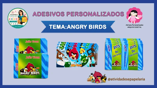 🎉 Kit de Adesivos Personalizados Angry Birds