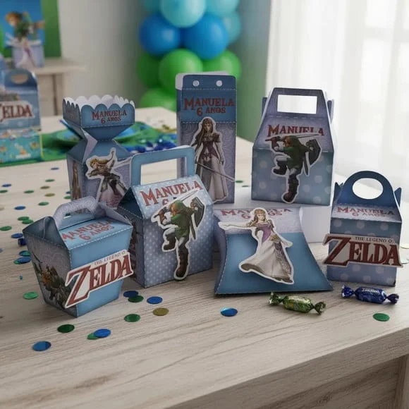 10 Lembrancinhas Zelda Aniversário Kit Festa Caixinhas Zelda