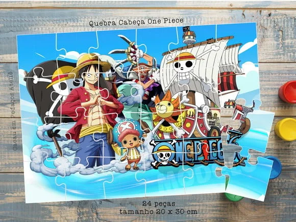 Quebra Cabeça 24 Peças One Piece Lembrancinha 20 x 30 cm