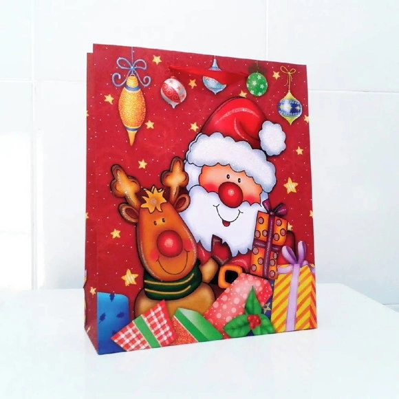 10 Sacolinha de Natal para Presente Tamanho Grande 26x32