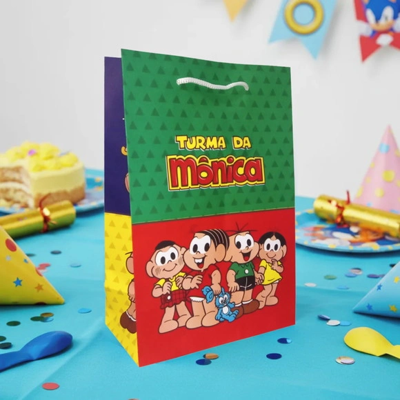 10 Sacolinha Turma de M{onica para Lembrancinha de Festa