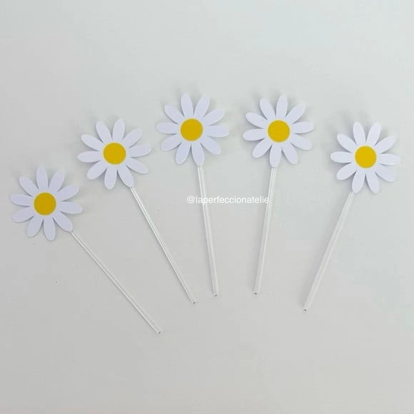 100 Toppers para Docinho Margaridas