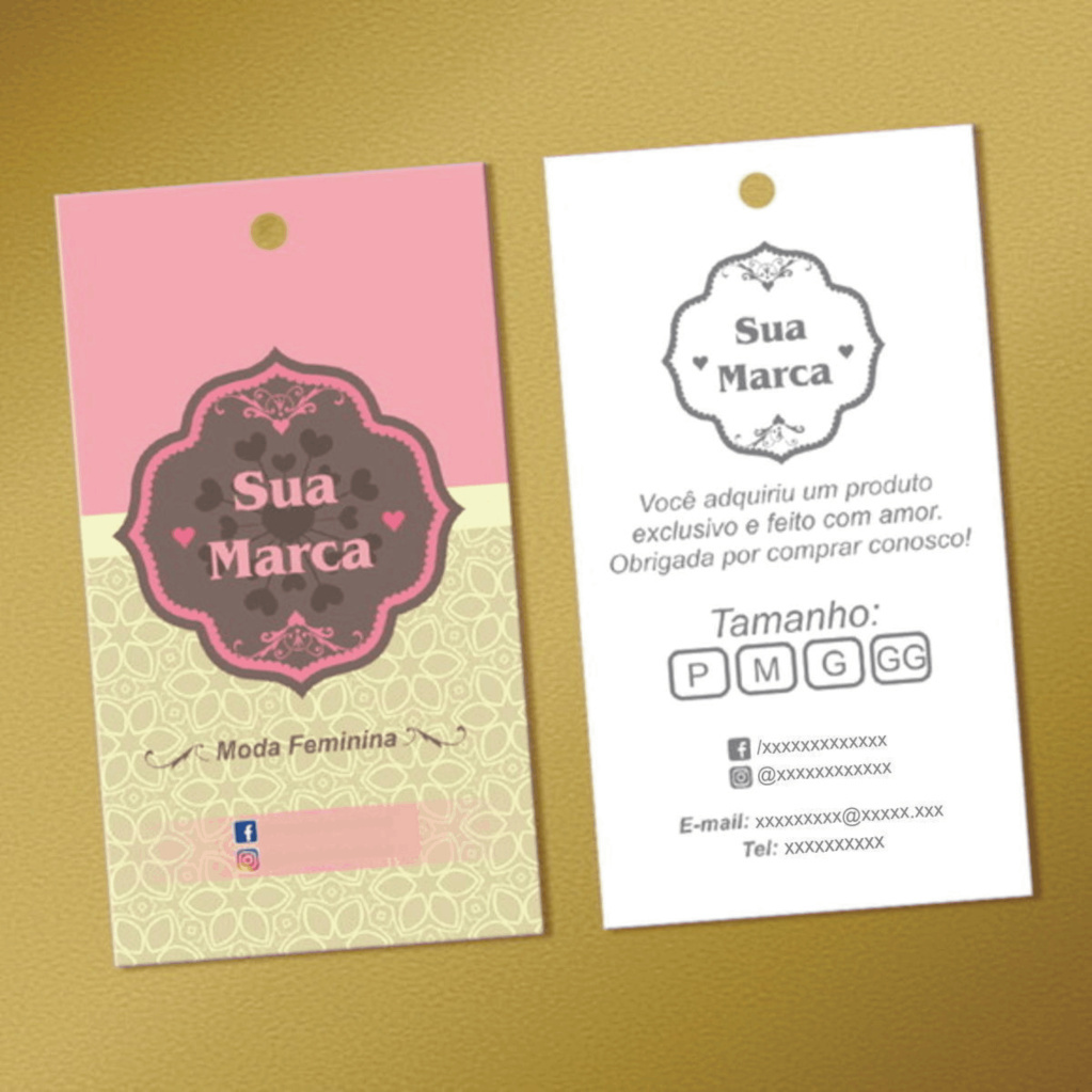 100 un. Tag Personalizada Etiqueta para Roupas e Produtos