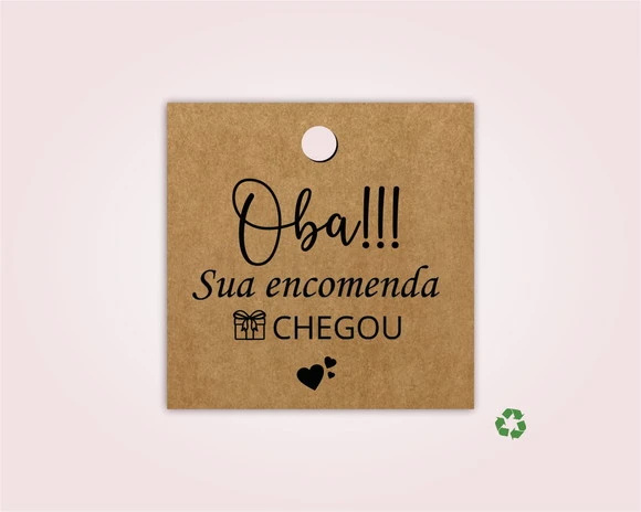 100 Tags Personalizadas Quadradas Kraft