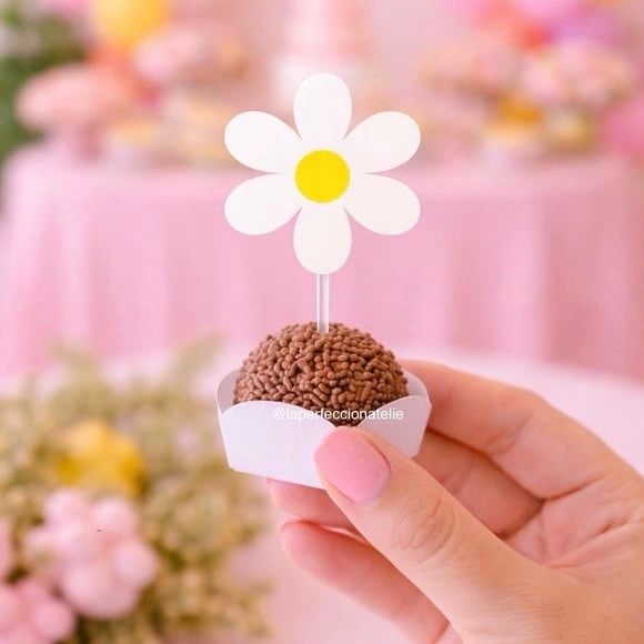 100 Toppers para Docinho Margaridas