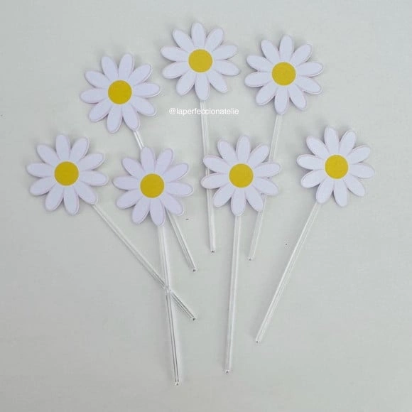 100 Toppers para Docinho Margaridas