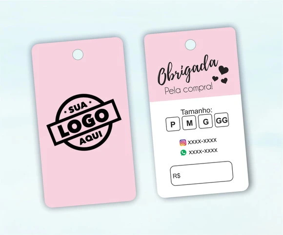 100 un. Tag Personalizada Bordas Arredondadas