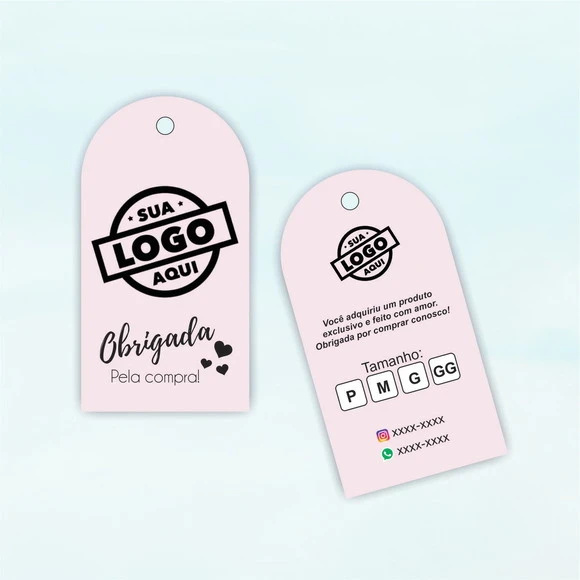 100 un. Tag Personalizada Semicircular