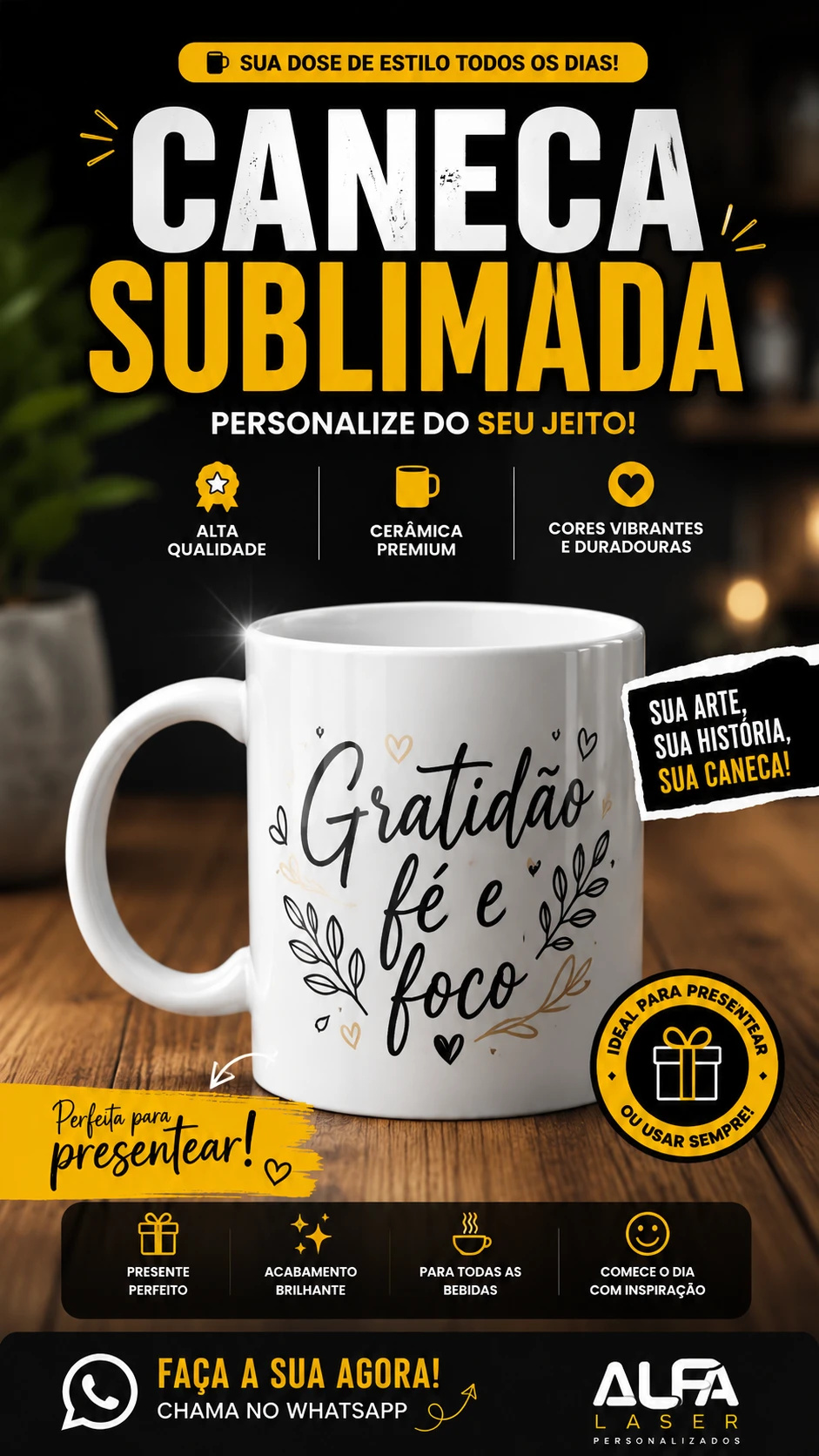 Caneca porcelana 325ml sublimada