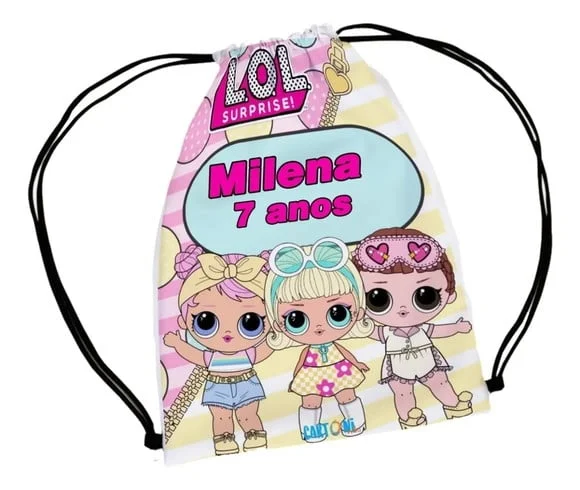 20 Bolsinha Sacochila Mochila Lol - Aniversário