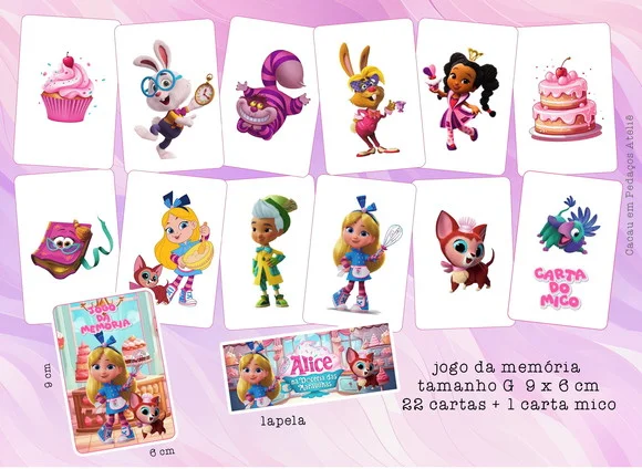 20 Jogos da Memória G Confeitaria da Alice Personalizado