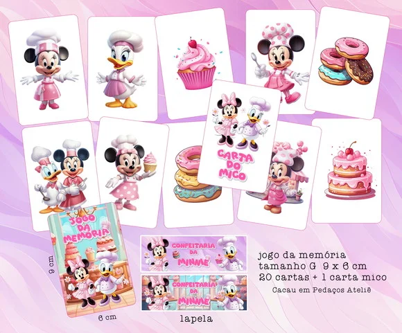 20 Jogos da Memória G Personalizado Confeitaria da Minnie