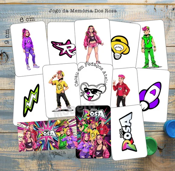 20 Lembrancinhas dos Rosa Jogo da Memória G Personalizado