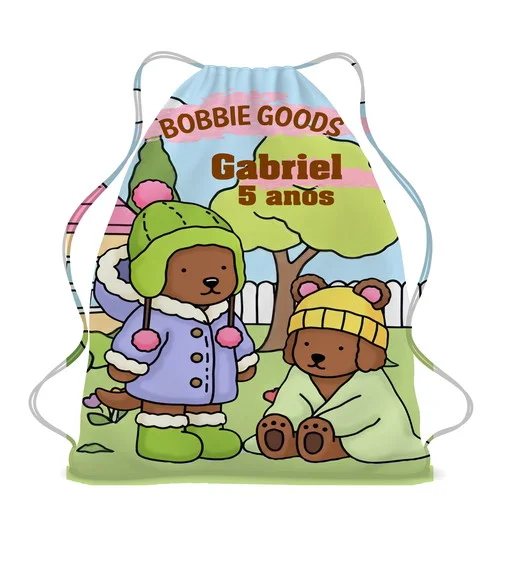 20 Mochila Saco Bobbie Goods Personalizada-lembrancinha