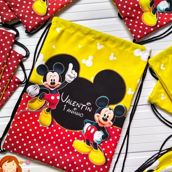 20 Mochila Saco Lembrancinha Mickey Personalizada