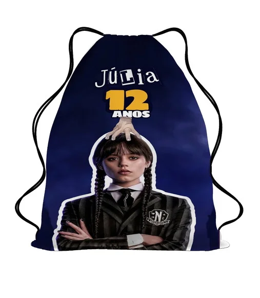 20 Mochila Saco Lembrancinha Wandinha Personalizada