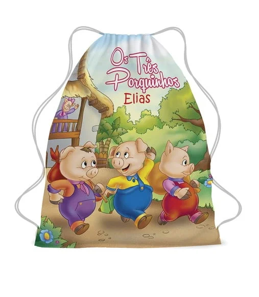 20 Mochila Saco Personalizada 3 Porquinhos Envio Rapido