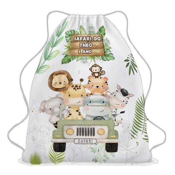 20 Mochila Saco Sacolinha Safari Personalizada Tamanho 30x40