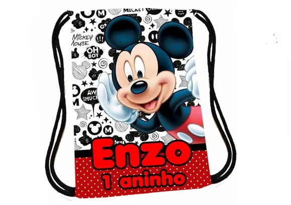 20 Mochila Sacochila Mickey Festa