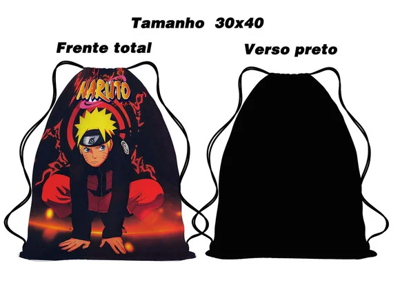 20 Sacochila Mochila Naruto Tamanho Grande 30x40