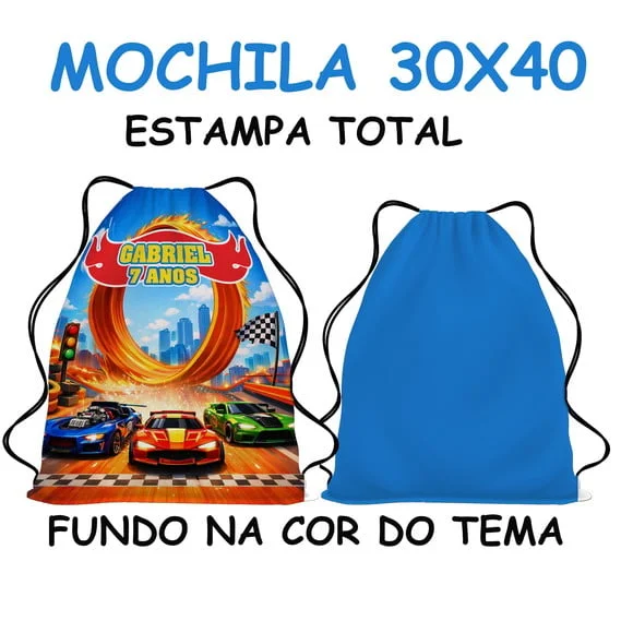 20 Sacochila Mochilinha Hot Wheels Tamanho 30x40