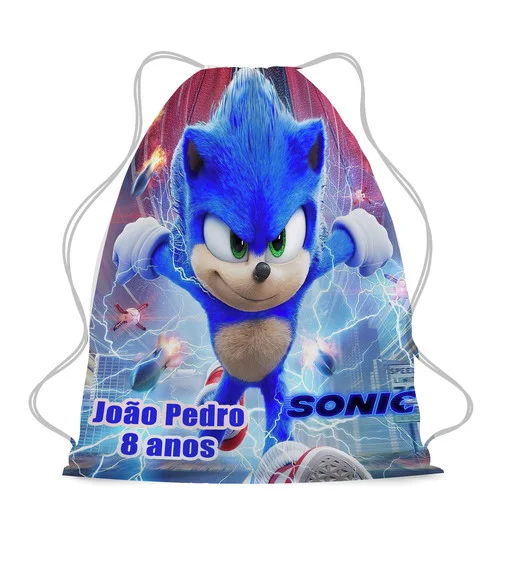 20 Sacochila Sacolinha Lembrancinha Sonic o Filme