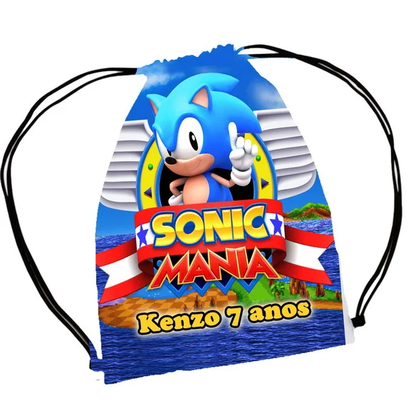 20 Sacochila Sacolinha Lembrancinha Sonic Personalizada