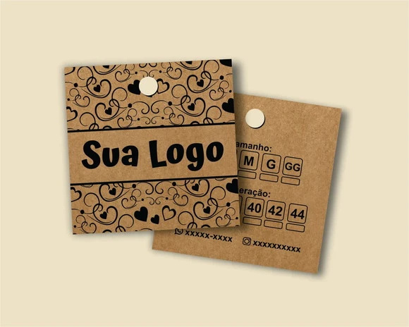 2000 Tags Personalizadas Quadradas Kraft