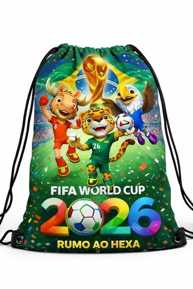 25 Bolsinha Sacochila Mochilinha Copa do Mundo 2026