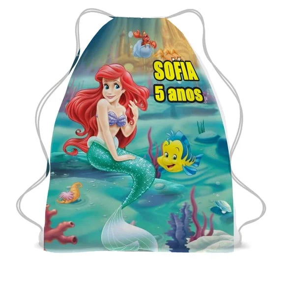 25 Lembrancinha Mochila Personalizada Ariel-aniversário