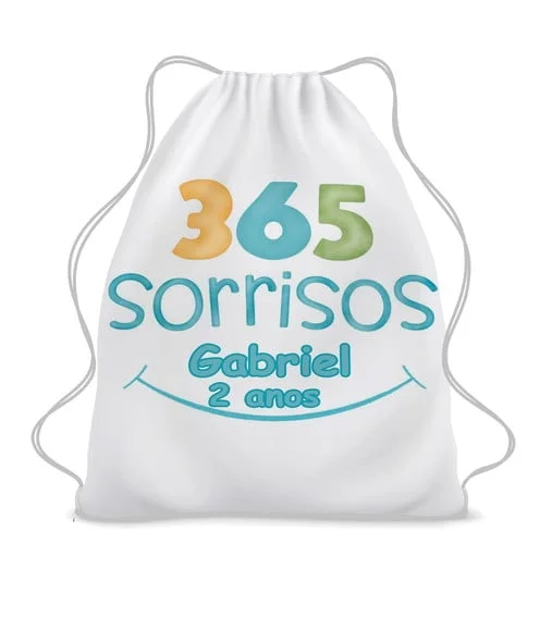 25 Lembrancinha Mochila Saco Personalizada 365 Sorrisos