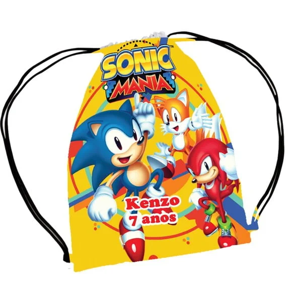 25 Lembrancinha Sacochila Mochila Sonic - Aniversário