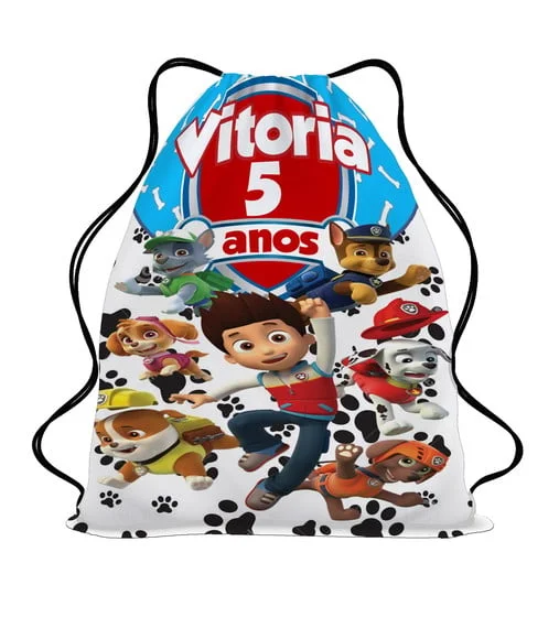 25 Lembrancinha Sacochila Patrulha Canina Menino e Menina