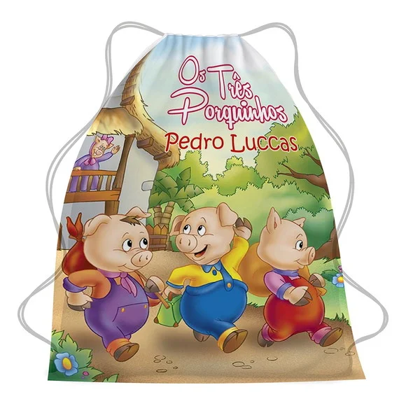 25 Mochila Saco 3 Porquinhos Personalizada