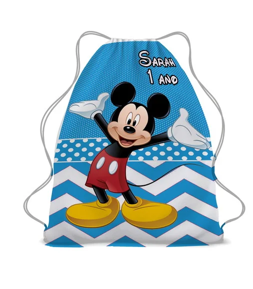 25 Mochila Saco Lembrancinha Mickey Azul/amarelo
