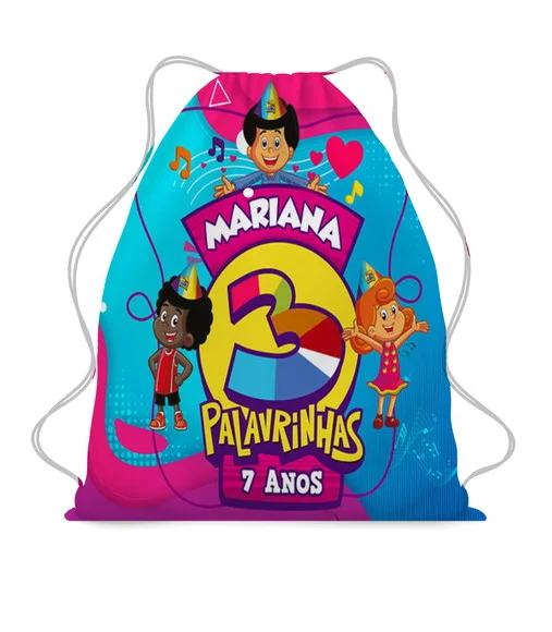25 Mochila Saco Personalizada 3 Palavrinhas
