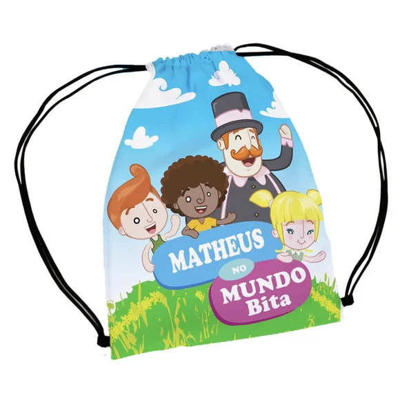 25 Mochila Saco Sacochila Lembrancinha Mundo Bita