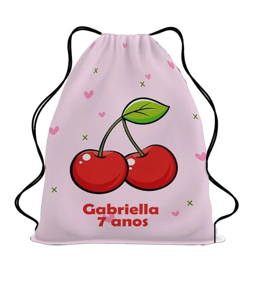 25 Mochila Sacochila Personalizada Cereja-cerejinha