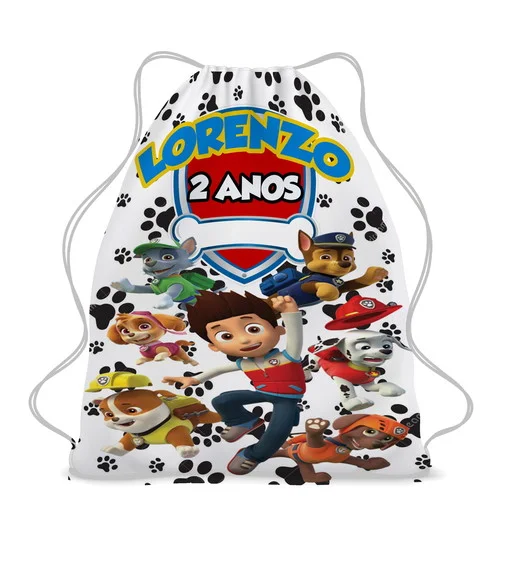 25 Sacochila Mochilinha Patrulha Canina Personalizada