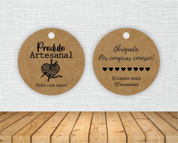 250 Tags Personalizadas Kraft Redondas