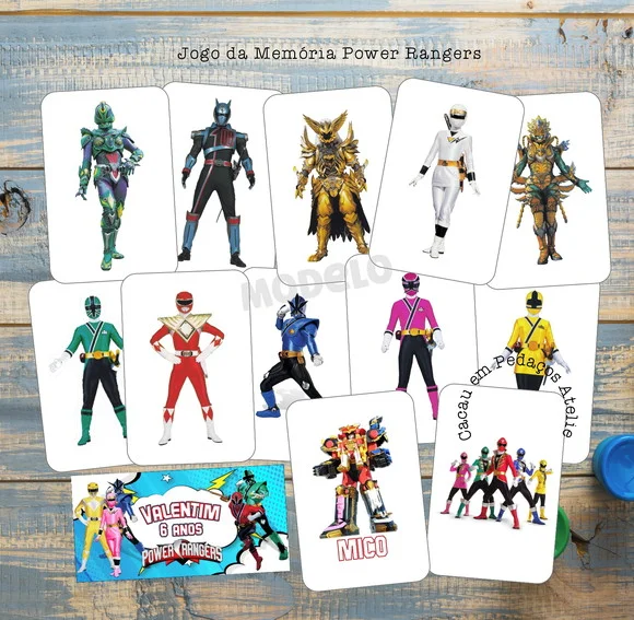 20 Jogos da Memória Power Rangers Personalizado