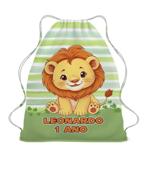 30 Bolsinha Sacochila Mochila Leãozinho Personalizada