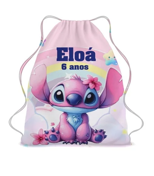 30 Lembrancinha Festa Sacochila Mochila Stitch