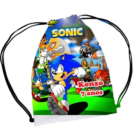 30 Lembrancinha Sacochila Mochila Sonic Game - Aniversário