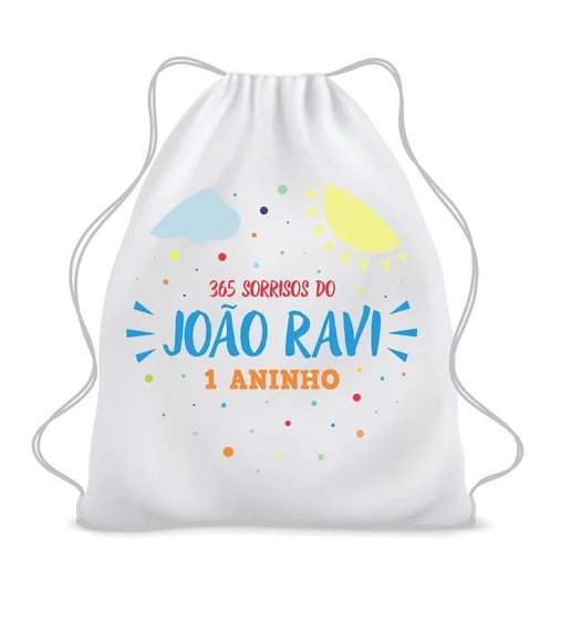 30 Mochila Saco 365 Sorrisos Personalizada