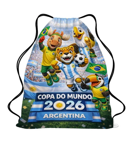 30 Mochila Saco Copa do Mundo 2026 - Brasil e Argentina