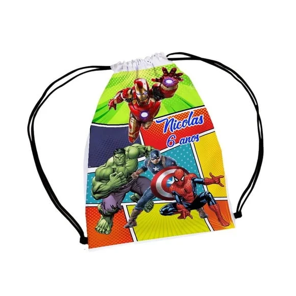 30 Mochila Sacochila Mochilinhapersonalizada Super Heróis