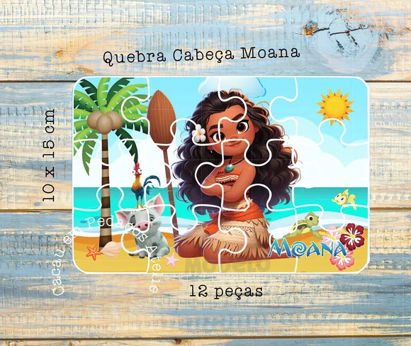30 Quebra Cabeça os Moana 10 x 15cm Lembrancinha Aniversário