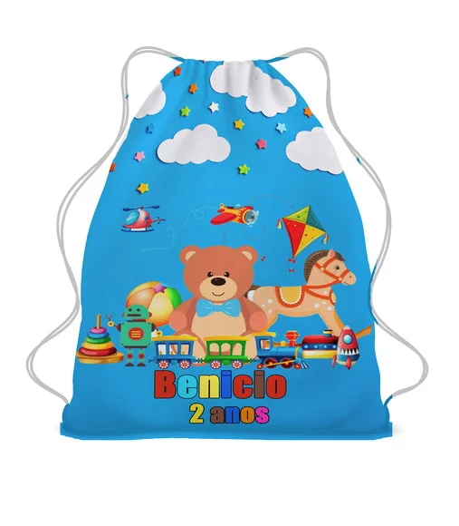30 Sacochila Mochila Sacolinha Lembrancinha Tema Brinquedos