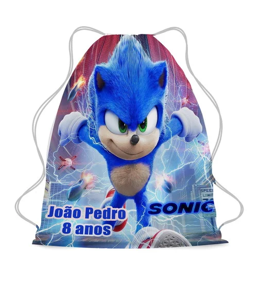 30 Sacochila Sacolinha Lembrancinha Sonic o Filme